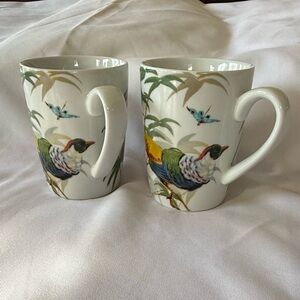 Williams Sonoma Colorful Bird Mugs